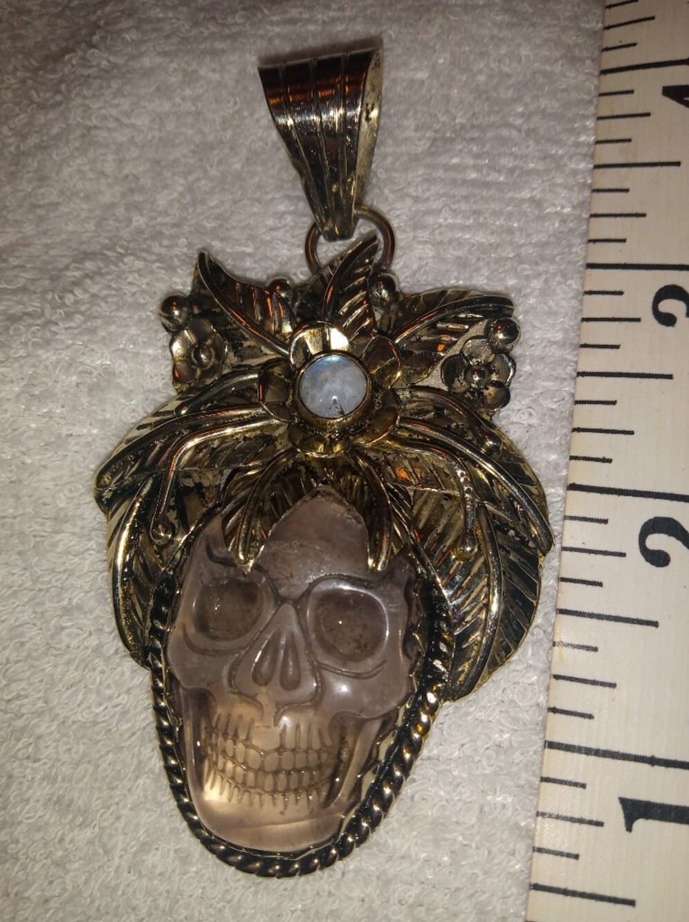 German Silver Tone Floral Leaf Pendant with Moonstone Accent - Women's Pendant